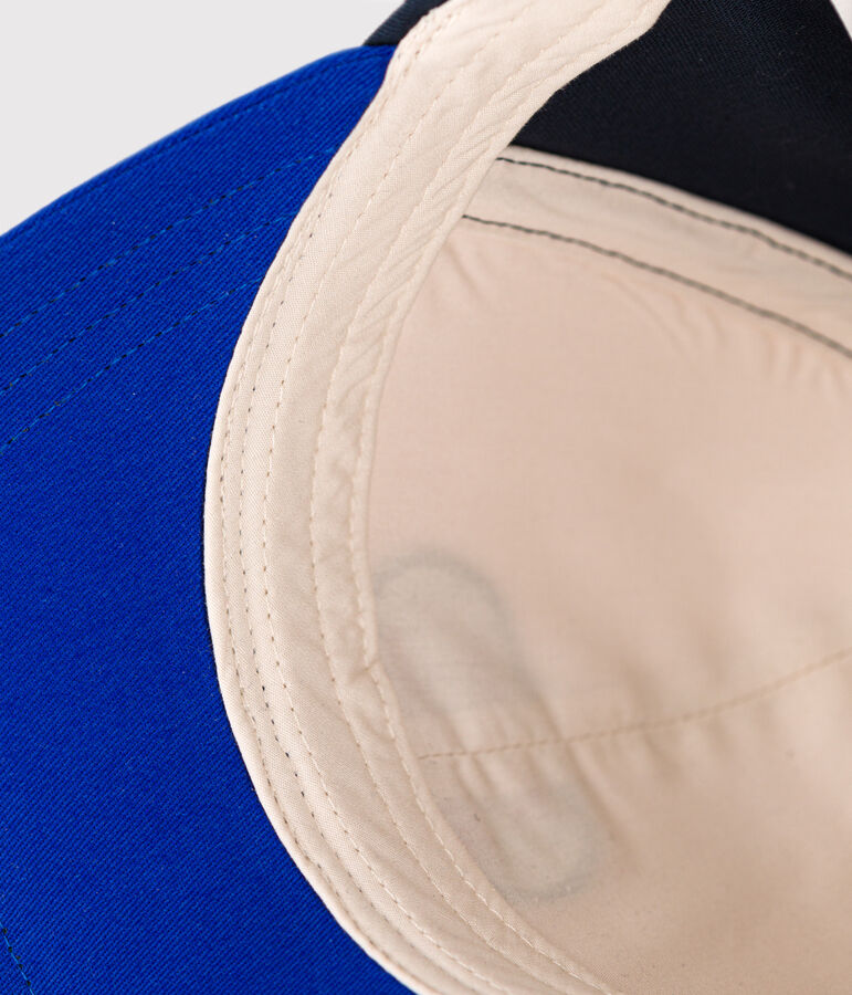 Casquette en coton enfant &eacute;cru/bleu