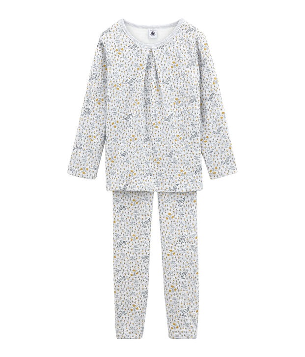 Pyjama petite fille en tubique gris/multicouleur