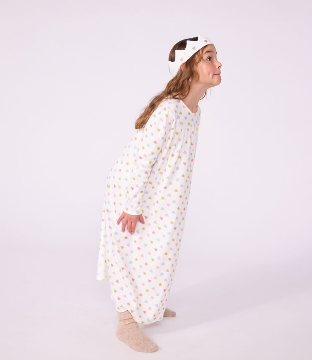 Chemise de nuit d&eacute;guisement princesse et diad&egrave;me enfant en coton blanc/multicouleur