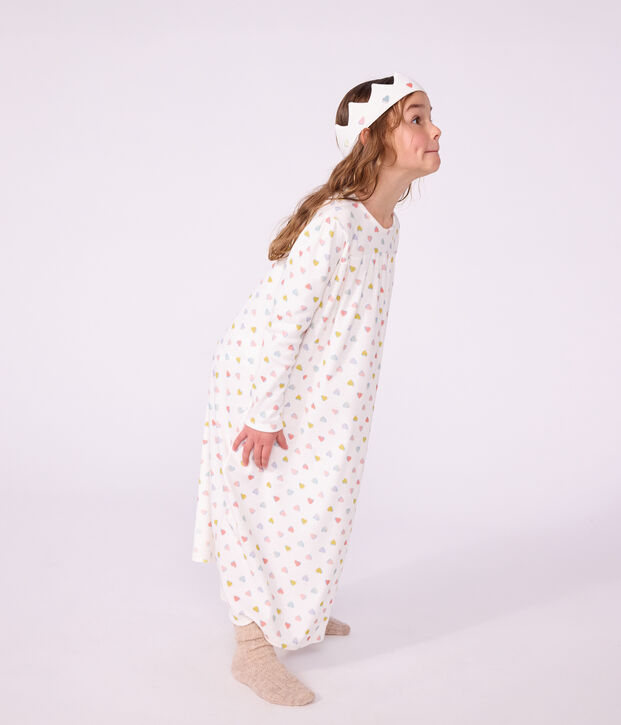 Chemise de nuit d&eacute;guisement princesse et diad&egrave;me enfant en coton blanc/multicouleur