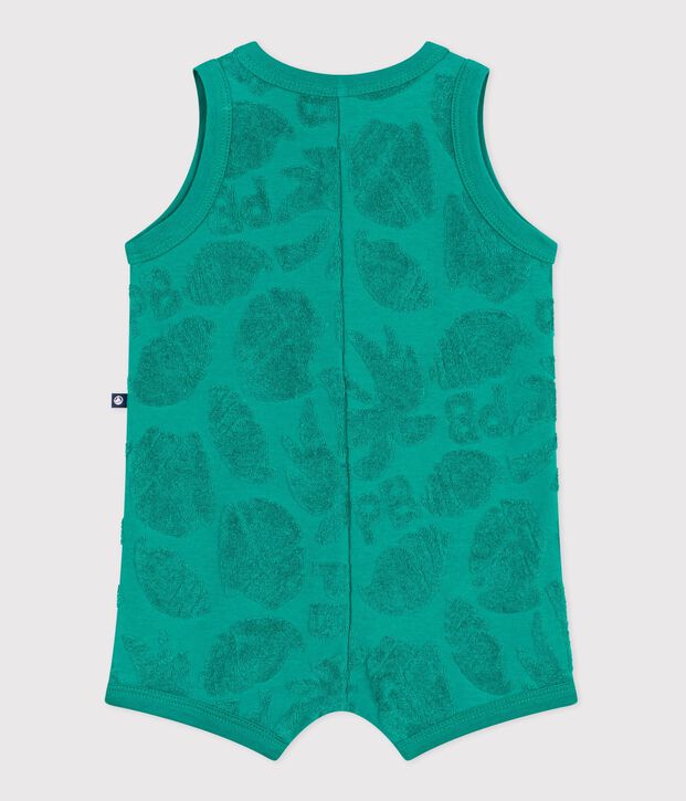 Combinaison courte b&eacute;b&eacute; en coton motifs palmiers vert