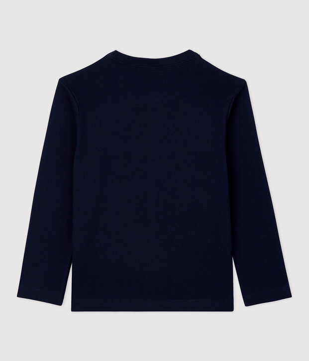 T-shirt en coton bio enfant fille / gar&ccedil;on bleu marine