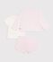 Ensemble 3 pi&egrave;ces b&eacute;b&eacute; en coton avec broderies au col rose