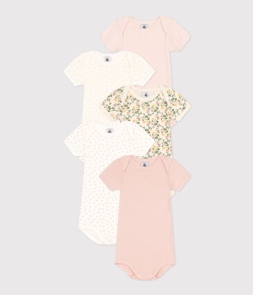 Petit Bateau - Lot de 5 bodies manches courtes fleurs en coton bébé