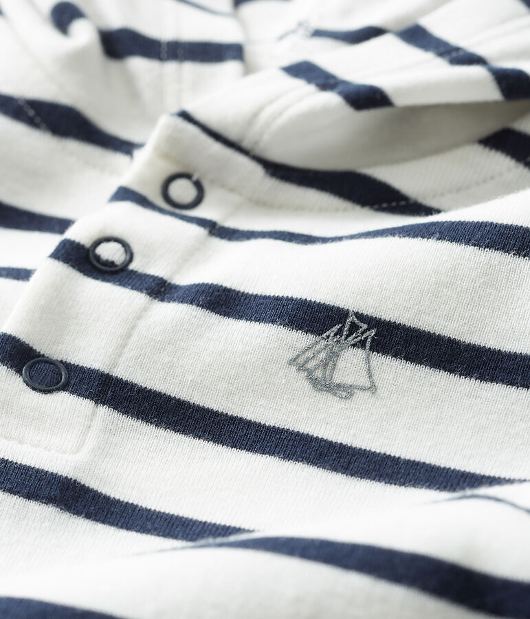 Body &agrave; capuche b&eacute;b&eacute; gar&ccedil;on blanc/bleu