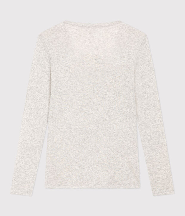 Tee shirt seconde peau en coton l&eacute;ger Femme gris chin&eacute; clair