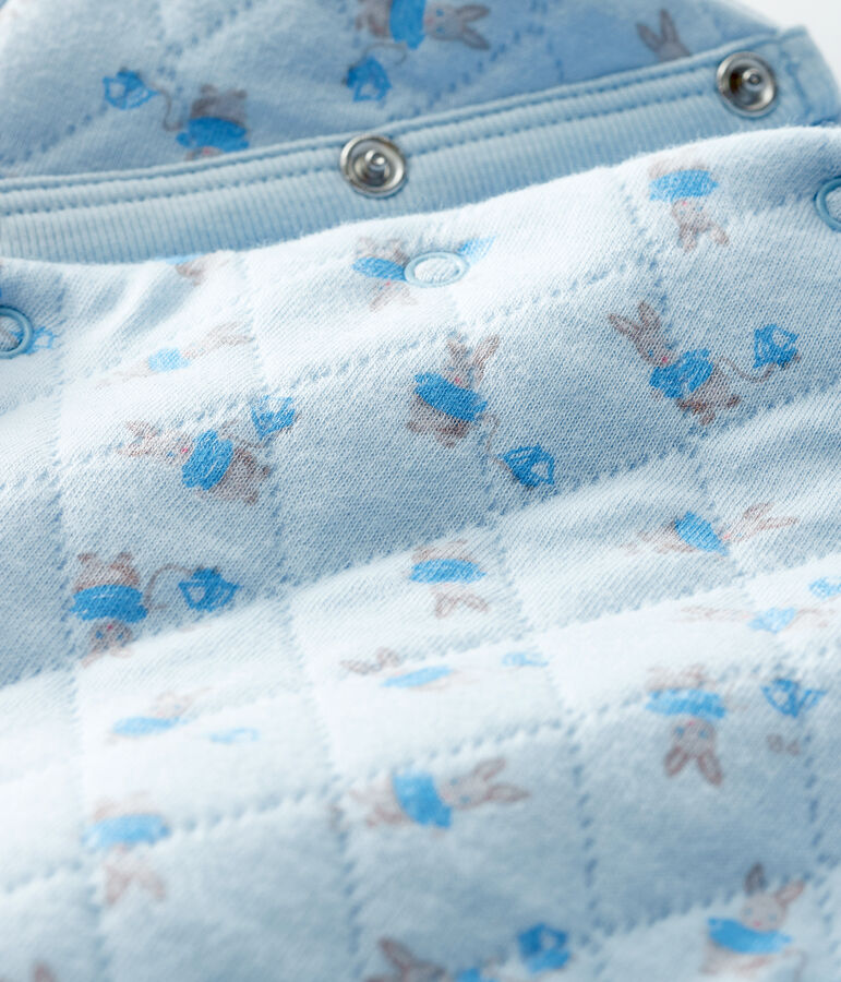 Combinaison longue b&eacute;b&eacute; mixte en tubique bleu FRAICHEUR/blanc MULTICO