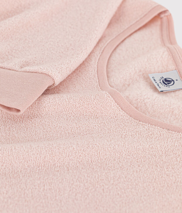 Pyjama femme en bouclette &eacute;ponge rose