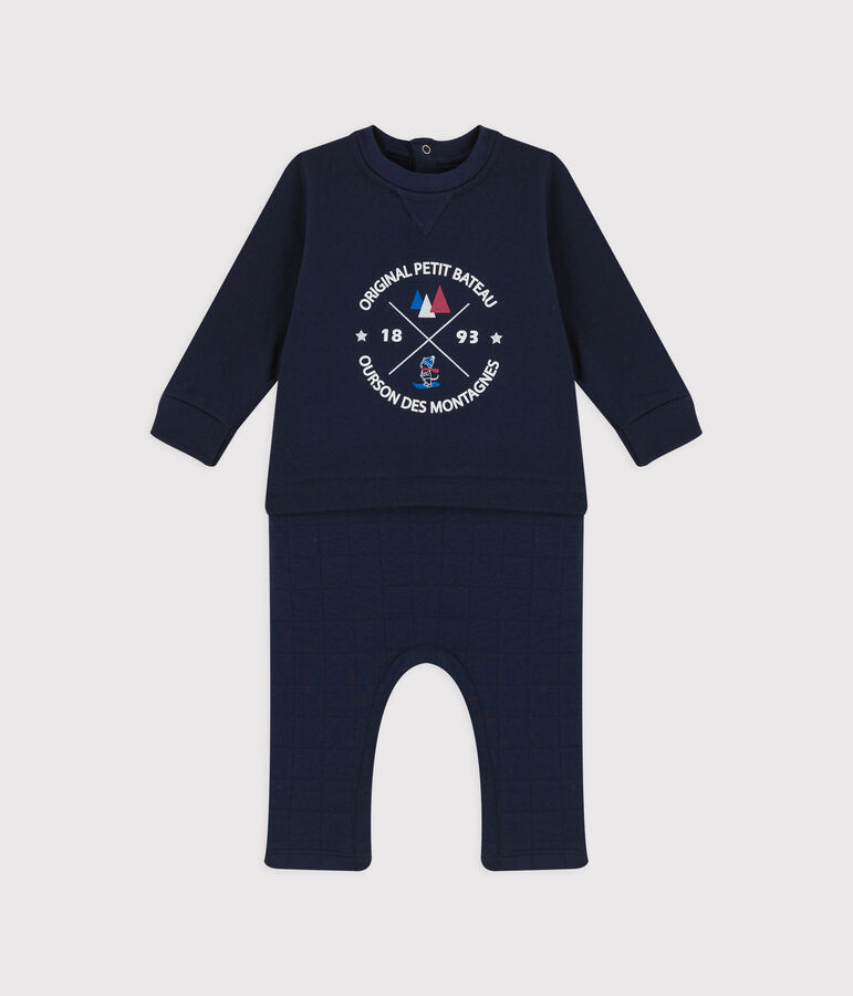 Combinaison longue en coton b&eacute;b&eacute;. bleu SMOKING