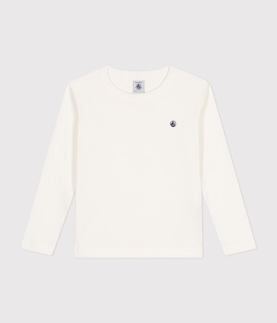 Tee-shirt manches longues en côte enfant fille / garçon blanc MARSHMALLOW