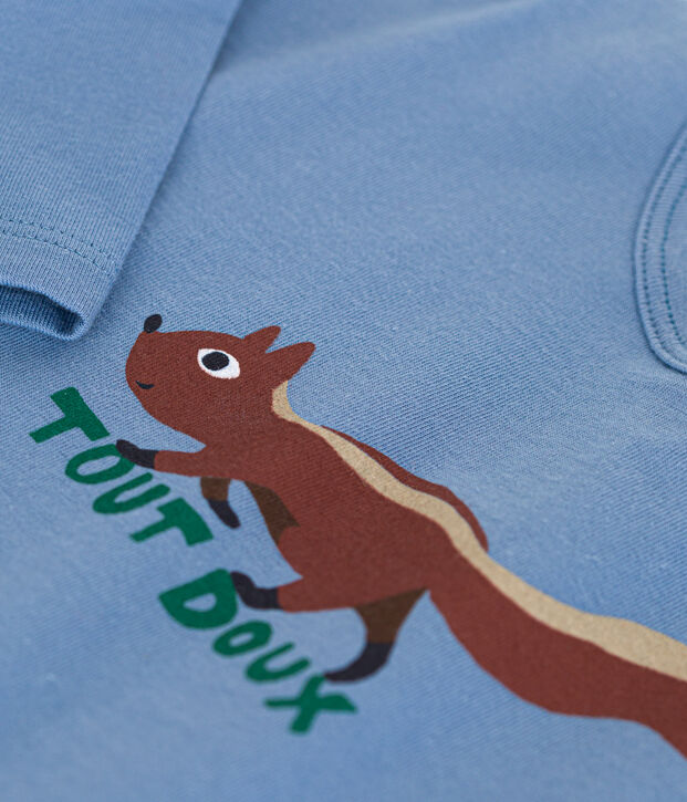 Tee-shirt manches longues en jersey fin b&eacute;b&eacute; bleu