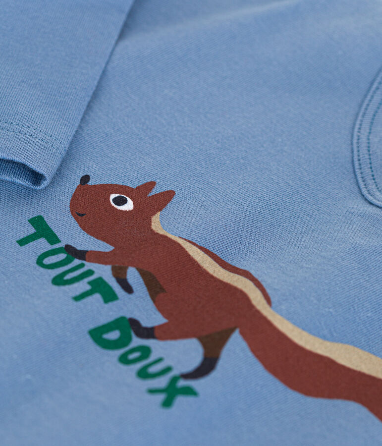 Tee-shirt manches longues en jersey fin b&eacute;b&eacute; bleu BEACH