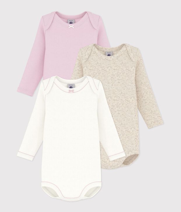 Lot de bodies manches longues en coton uni b&eacute;b&eacute; multicouleur