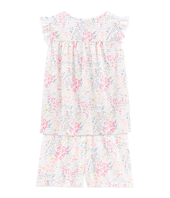 Pyjacourt petite fille en côte blanc MARSHMALLOW/blanc MULTICO