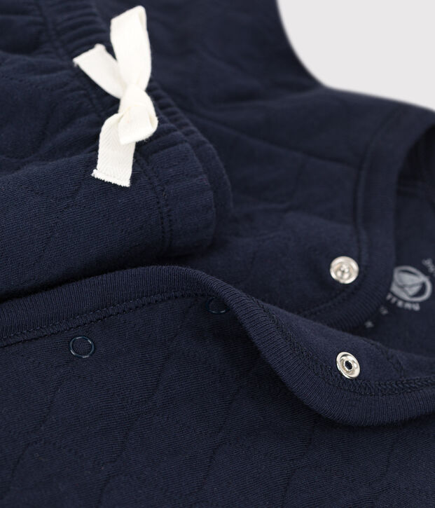 Ensemble 2 pi&egrave;ces b&eacute;b&eacute; matelass&eacute; en coton bleu marine