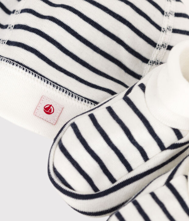 Lot 2 pi&egrave;ces b&eacute;b&eacute; marini&egrave;re en coton biologique multicouleur