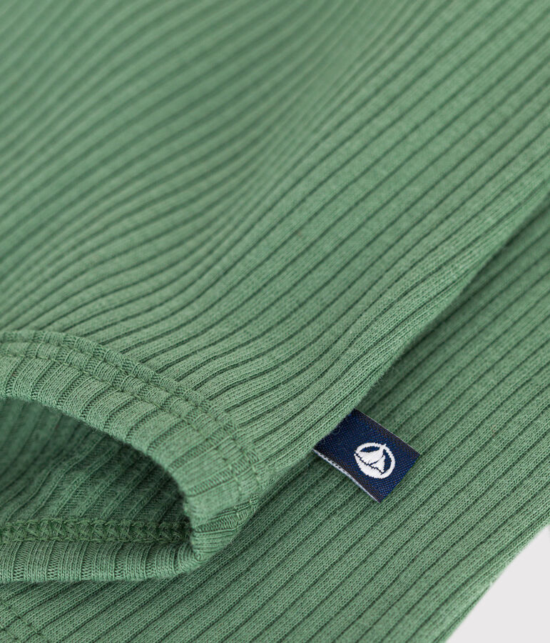 Body manches longues col roul&eacute; en coton b&eacute;b&eacute; vert