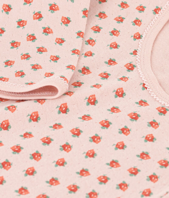 Chemise de nuit fleur petite fille en tubique rose SALINE/blanc MULTICO