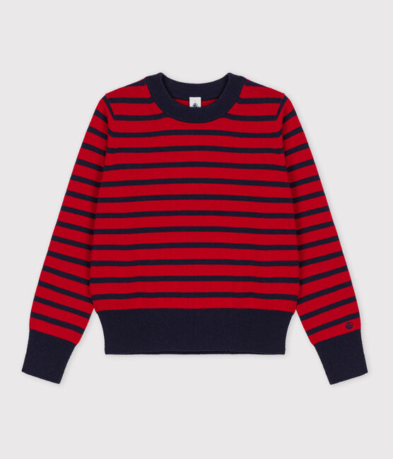 Pull en laine et coton marinière Femme rouge TERKUIT/ SMOKING