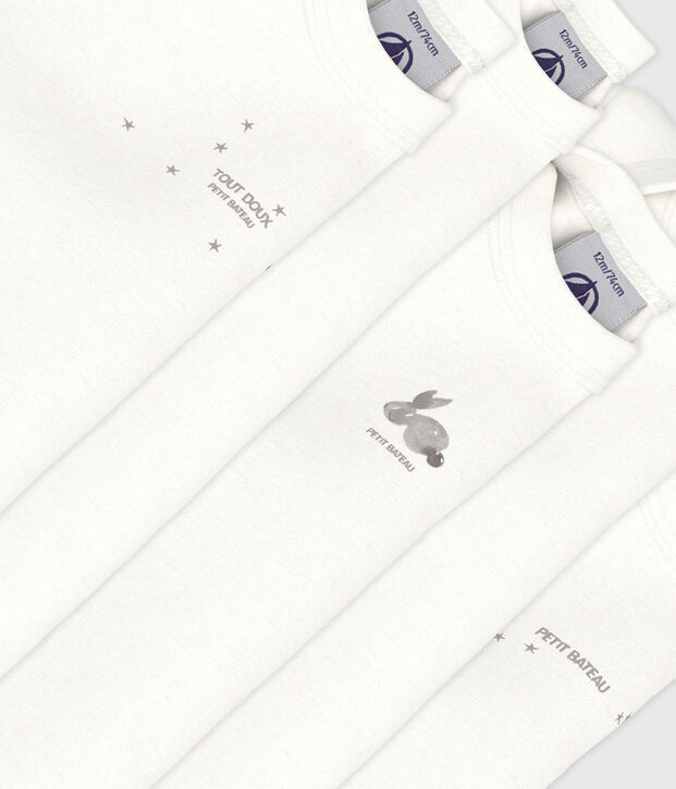 Lot de 5 bodies manches longues lapins en coton multicouleur