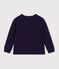 Tee-shirt enfant manches longues en coton uni bleu marine
