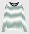 T-shirt col rond iconique en coton Femme blanc MARSHMALLOW/vert VALLEE