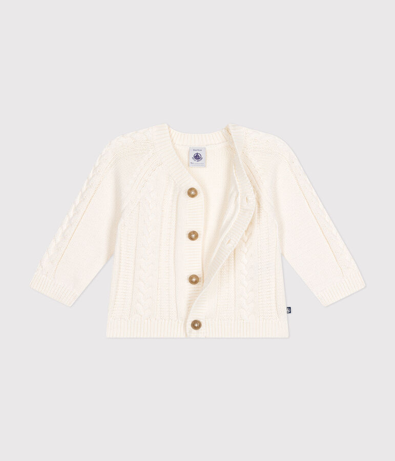 Cardigan en coton b&eacute;b&eacute; blanc MARSHMALLOW