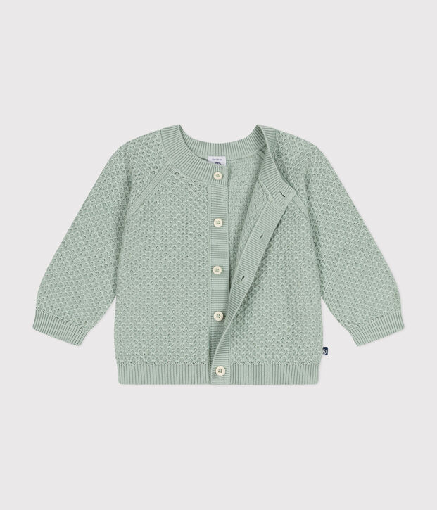 Cardigan en tricot de coton b&eacute;b&eacute; vert