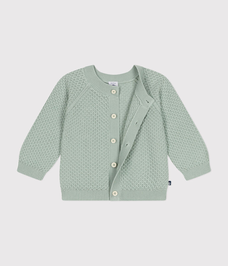 Cardigan en tricot de coton b&eacute;b&eacute; vert HERBIER