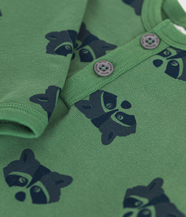 Combinaison longue en molleton b&eacute;b&eacute; vert/multicouleur