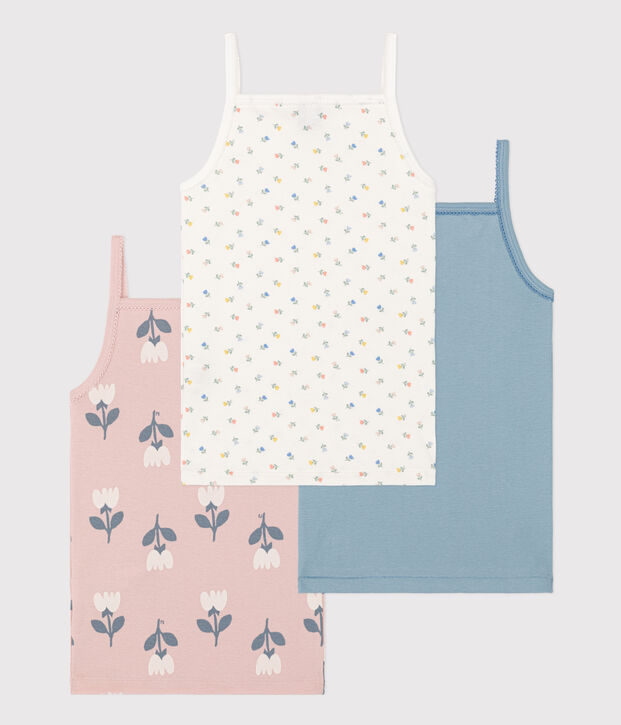 Lot de 3 chemises &agrave; bretelles tulipes en coton petite fille multicouleur