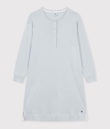 Chemise de nuit femme en coton col tunisien à rayures
