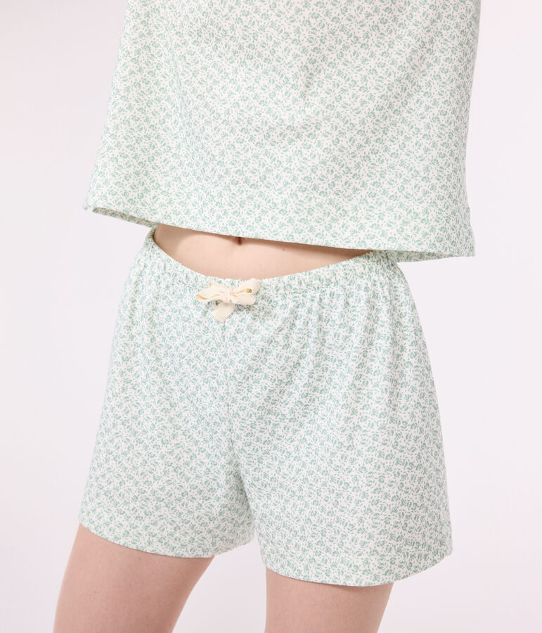 Pyjama short femme en coton fleuri MARSHMALLOW/ PAUL