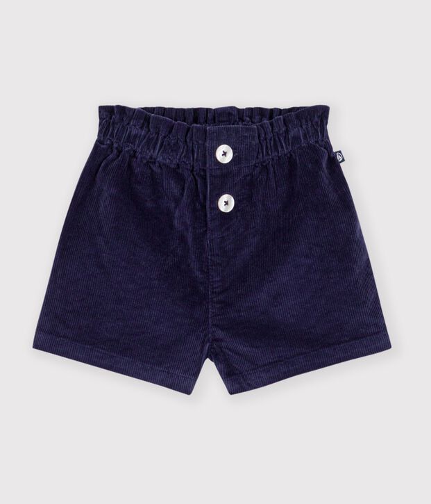 Short b&eacute;b&eacute; en velours uni bleu marine