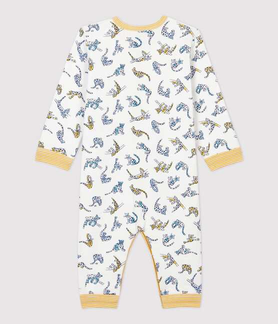 Dors-bien sans pieds bébé imprimé panthères en coton blanc MARSHMALLOW/blanc MULTICO