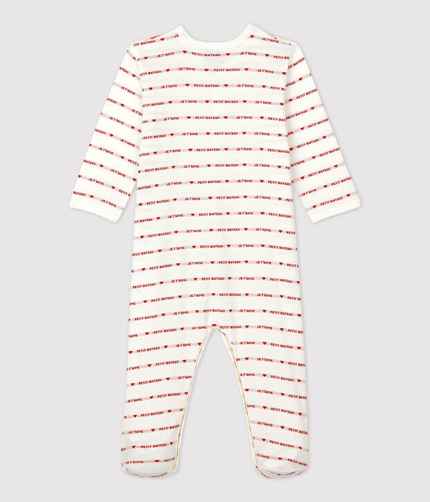 Dors-bien b&eacute;b&eacute; Petit Bateau Je t'aime en coton blanc/rouge
