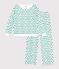 Pyjama femme en coton imprim&eacute; sapins blanc/multicouleur