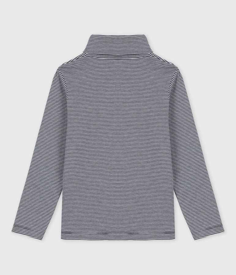 Sous-pull en coton enfant fille / gar&ccedil;on bleu SMOKING/blanc MARSHMALLOW