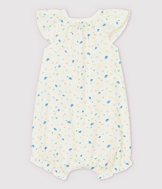Combicourt à petites fleurs bébé en coton et lin blanc MARSHMALLOW/blanc MULTICO