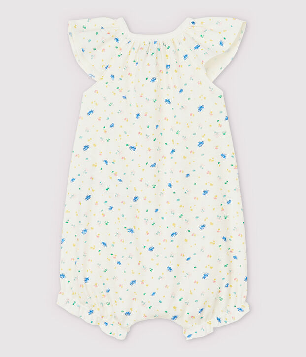 Combicourt &agrave; petites fleurs b&eacute;b&eacute; en coton et lin blanc/multicouleur
