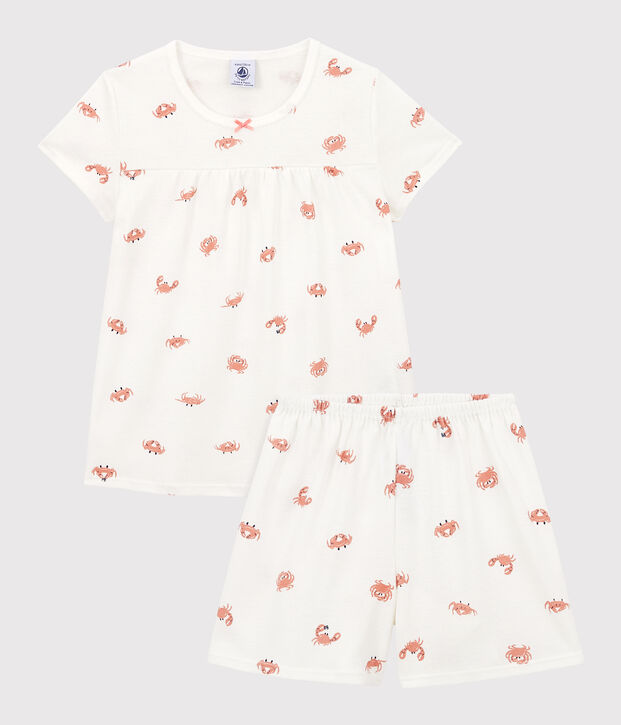 Pyjacourt crabes petite fille en coton blanc/multicouleur