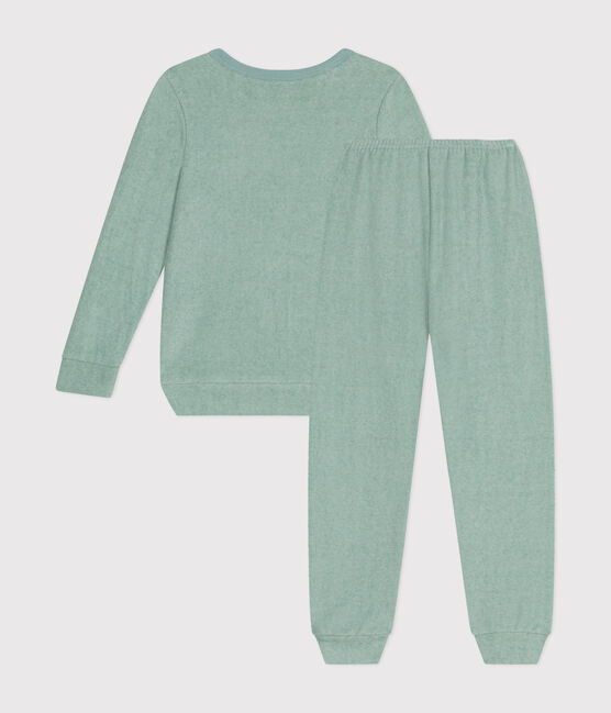 Pyjama uni en bouclette éponge grattée enfant vert PAUL