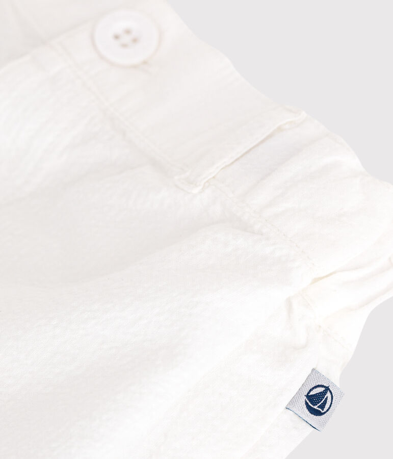 Short b&eacute;b&eacute; en seersucker ray&eacute; blanc ECUME