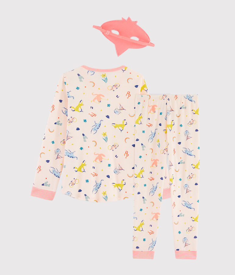 Pyjama d&eacute;guisement flamand rose petite fille en c&ocirc;te rose/multicouleur