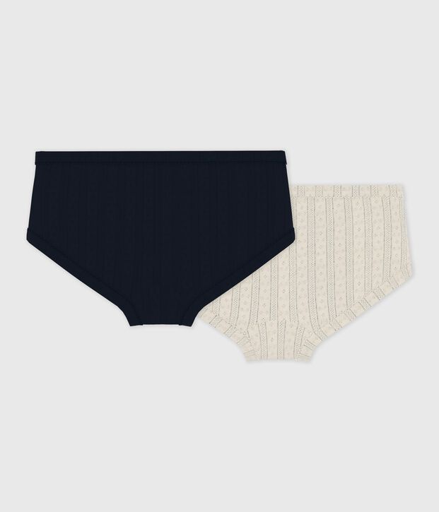 Lot de culottes enfant en coton ajour&eacute; taille haute unies multicouleur