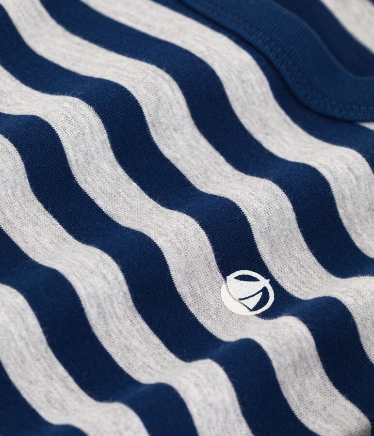 Tee-shirt manches longues en coton enfant gar&ccedil;on bleu/gris