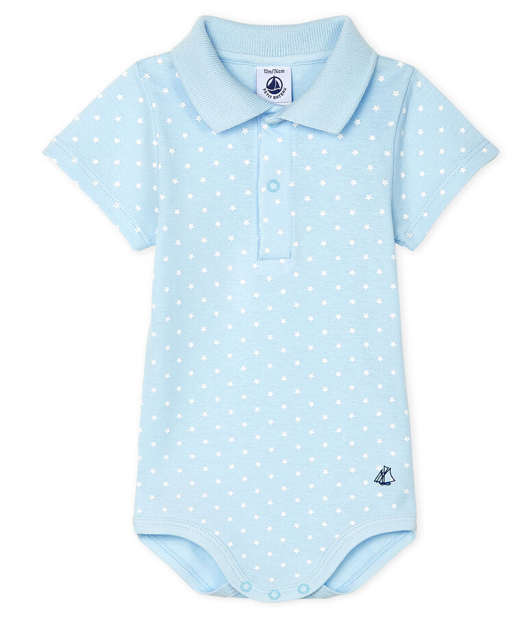 Body col polo imprim&eacute; b&eacute;b&eacute; gar&ccedil;on bleu/blanc