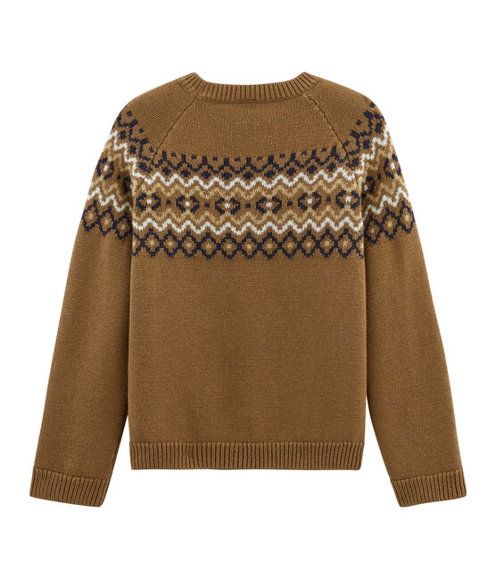 Pull enfant garçon marron BRINDILLE/blanc MULTICO