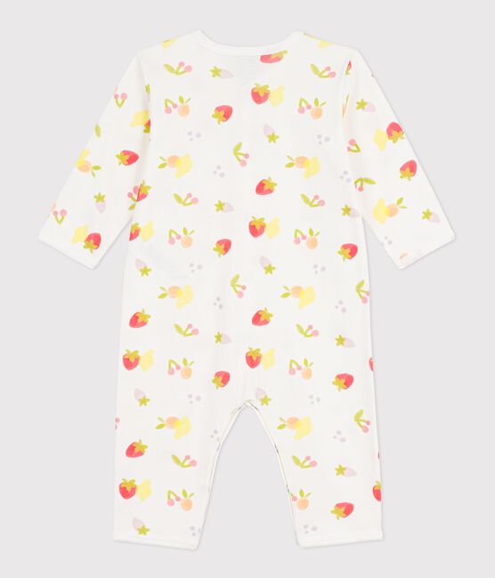 Pyjama bébé en coton sans pieds imprimé fruits blanc MARSHMALLOW/blanc MULTICO