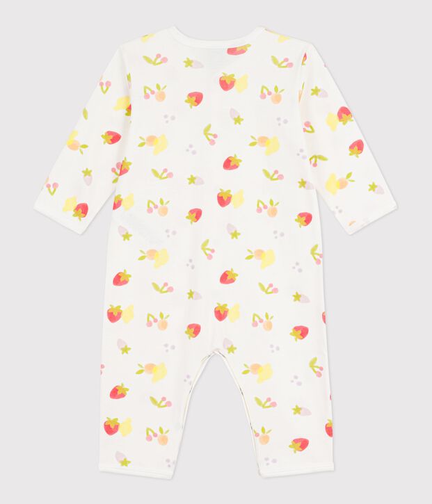 Pyjama b&eacute;b&eacute; en coton sans pieds imprim&eacute; fruits blanc/multicouleur